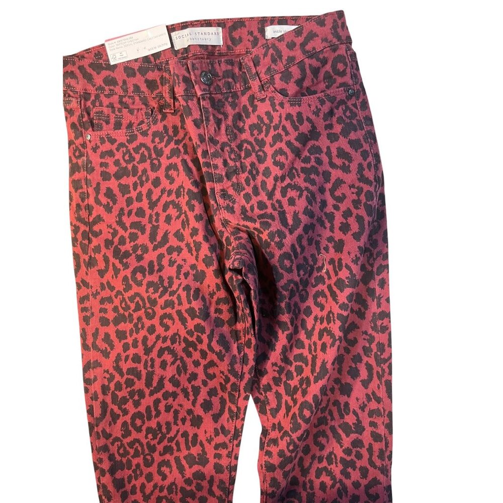 Leopard Print Ankle Skinny Red & Black Women's Jeans size 6